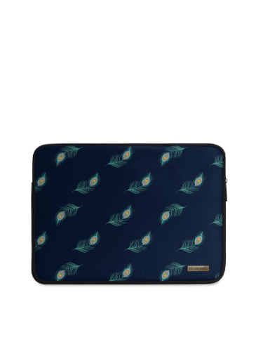 DailyObjects Unisex Navy Blue & Green Printed Laptop Sleeve