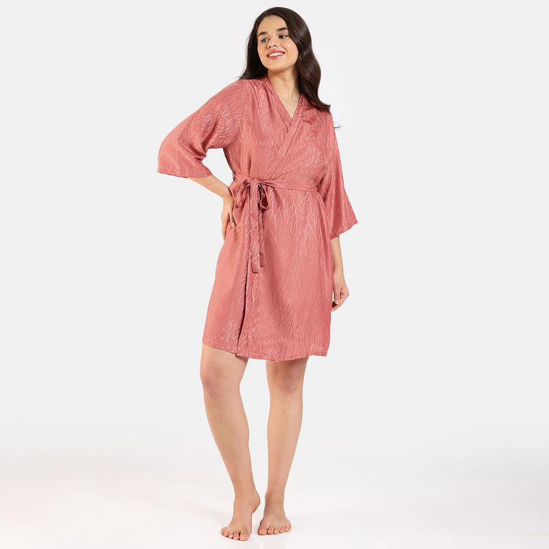 Zivame Coral Glaze Woven Robe - Cinnabar