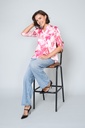 Floral Printed Mandarin Collar Tunic Top