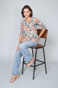 Floral Buttoned Top with Smocked Hand Detail Top