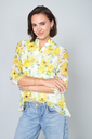 Casual Floral Printed Mandarin Collar Top