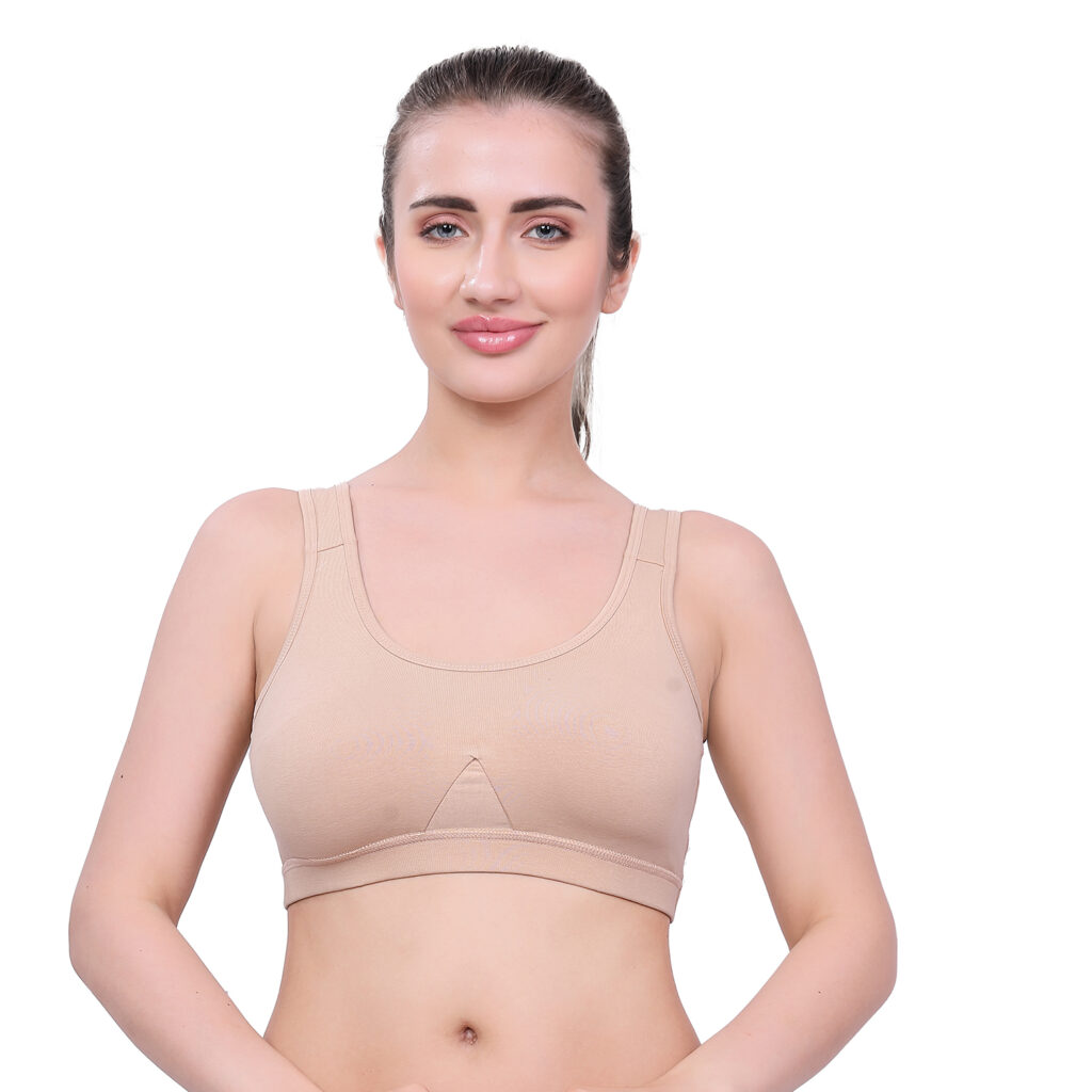 Enamor Women A058 Padded Wirefree Cotton Eco-Antimicrobial Comfort Minimizer Bra Nude (34B)