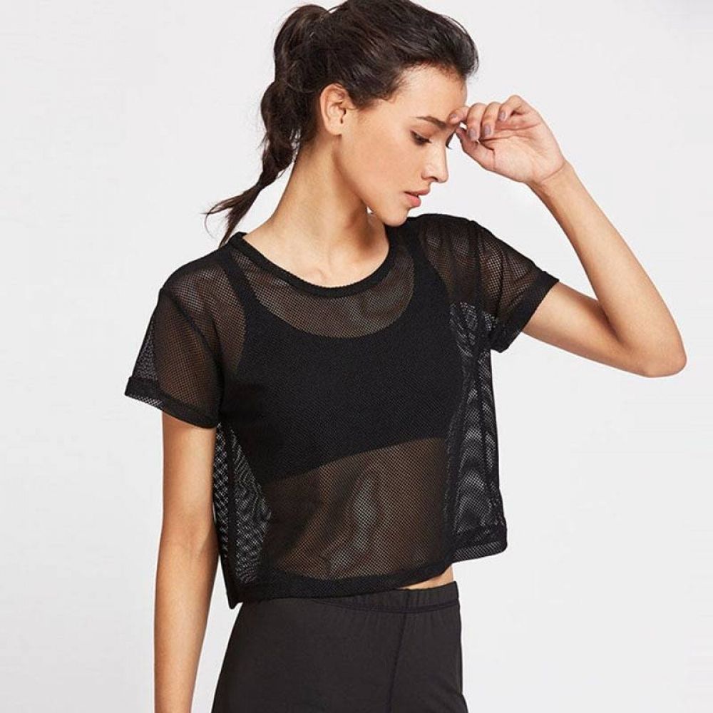 All Mesh Black Sheer Tee