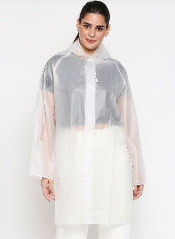 20Dresses Women Transparent Solid Comfort-Fit Knee-Length Rain Jacket