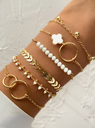 Jewels Galaxy Women Set of 6 Gold-Plated Link Bracelet