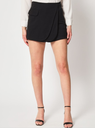 Women Black High-Rise Crossover Mini Skorts