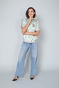 Floral Printed Gathered Puff Sleeves Shirt Top