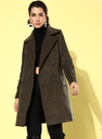 Solid Notched Lapel Collar Longline Pea Coat