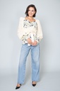 Bishop Sleeves Embroidered Tie Detail Top
