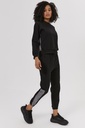 Women Black Solid Hooded Knitted Tracksuit